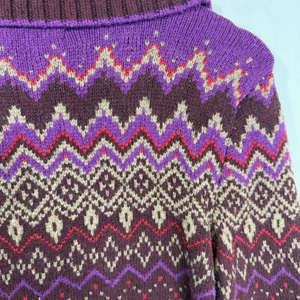 Fair isle Eddie Bauer Women’s Tall Large Zip Up Sweater Button Snap Collar - Picture 11 of 11